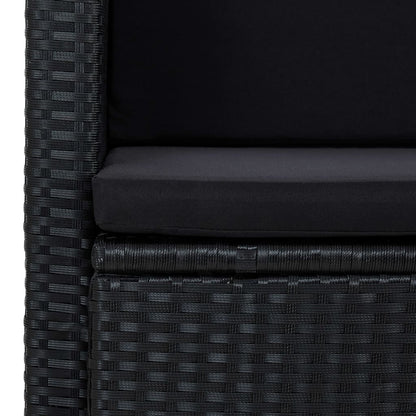 2 Seater Patio Sofa with Cushions Black Poly Rattan