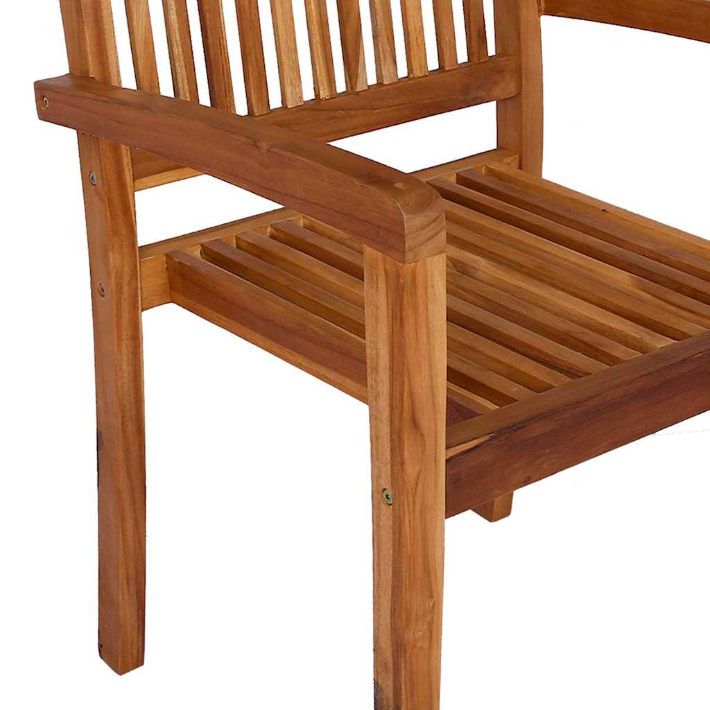 Stacking Garden Dining Chairs 2 pcs Solid Teak Wood