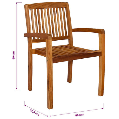Stacking Garden Dining Chairs 2 pcs Solid Teak Wood