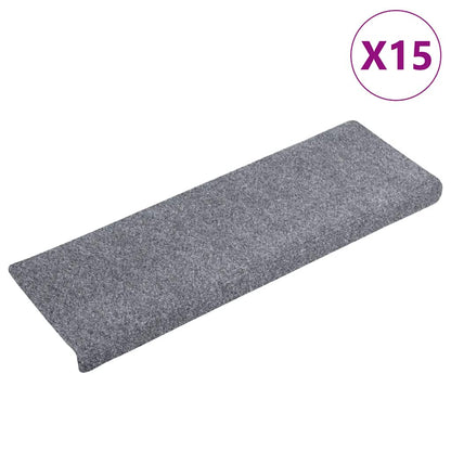 Stair Mats Self-adhesive 15 pcs 65x21x4 cm Light Grey Rectangular Edge