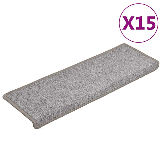 Carpet Stair Tread | Set of 15 | Light Grey | 100% Polypropylene