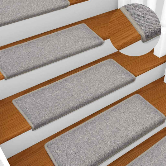Carpet Stair Tread | Set of 15 | Light Grey | 100% Polypropylene