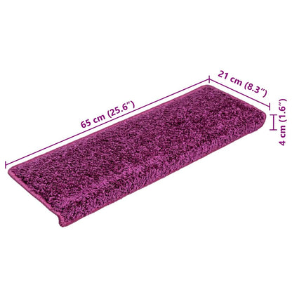 Stair Mats 15 pcs 65x21x4 cm Violet Rectangular Edge