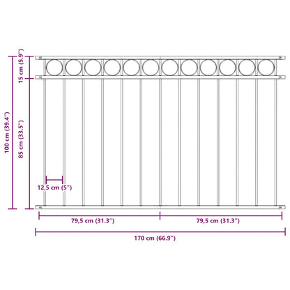 146317 vidaXL Fence Panel ASSEN" Steel 1,7x1 m Black