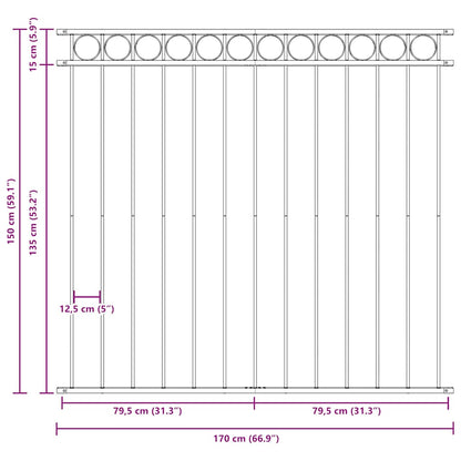 Fence Panel ASSEN Steel 1.7x1.5 m Black
