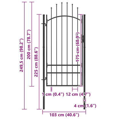 146321 vidaXL Garden Gate "Woerden" Steel 1x2 m Black