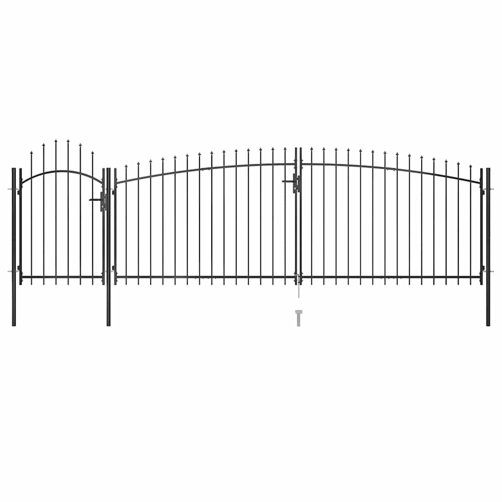 Garden Fence Gate Woerden with Spear Top 5x1.5 m Black