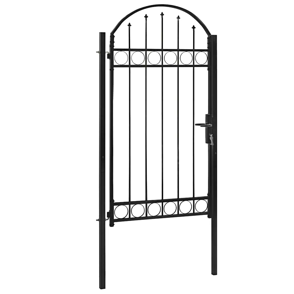 Fence Gate "ASSEN" with Arched Top Steel 102x200 cm Black