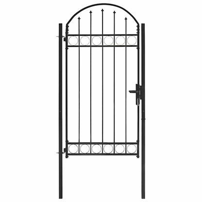 Fence Gate "ASSEN" with Arched Top Steel 102x200 cm Black
