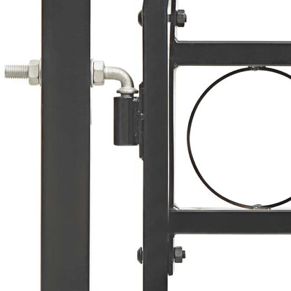 Fence Gate "ASSEN" with Arched Top Steel 102x200 cm Black