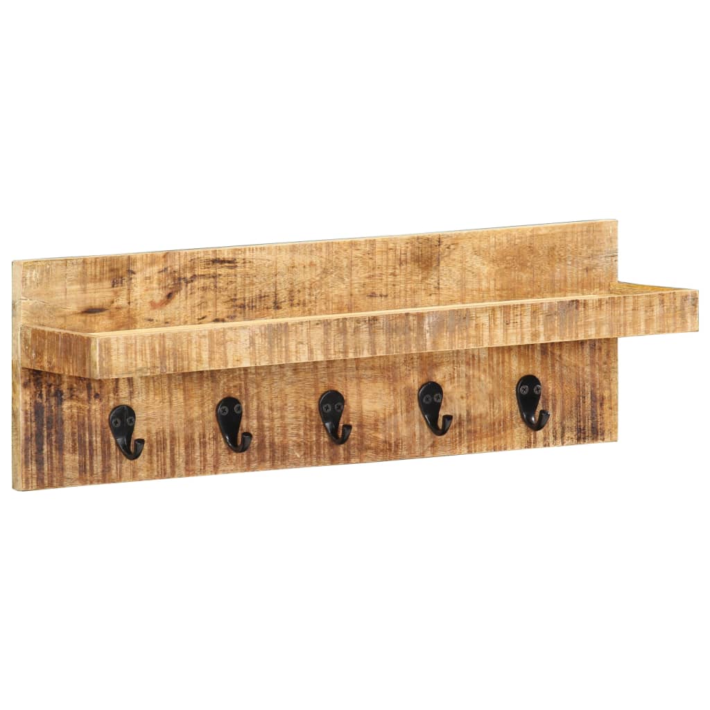 Wall Mounted Coat Rack 60x15x20 cm Solid Rough Mango Wood