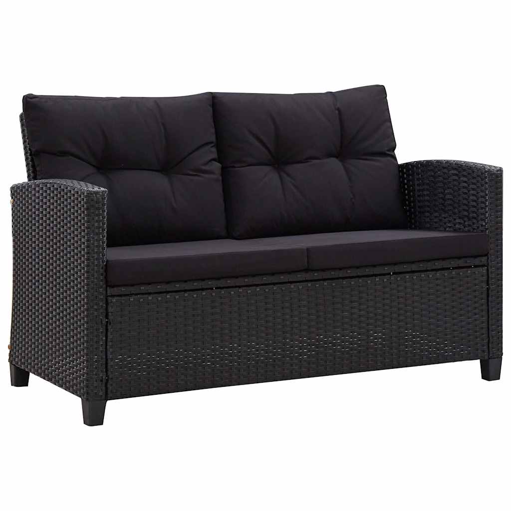 6 Piece Patio Sofa Set with Cushions Poly Rattan Black