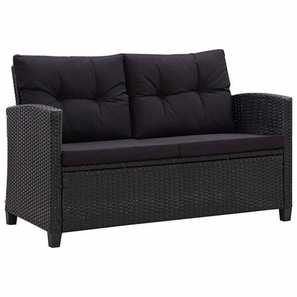 6 Piece Patio Sofa Set with Cushions Poly Rattan Black