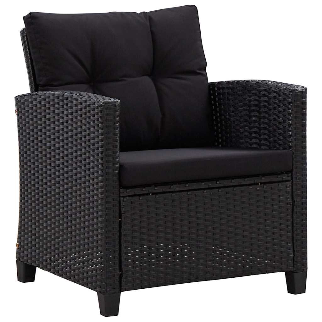 6 Piece Patio Sofa Set with Cushions Poly Rattan Black