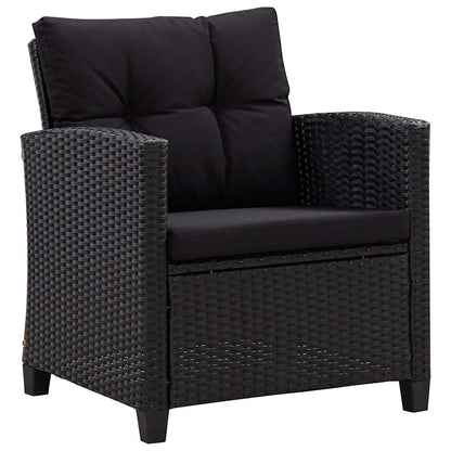 6 Piece Patio Sofa Set with Cushions Poly Rattan Black