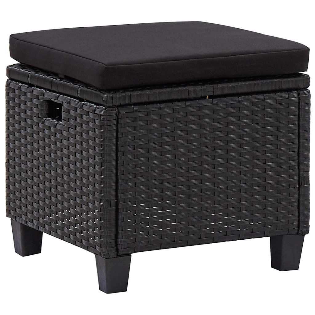 6 Piece Patio Sofa Set with Cushions Poly Rattan Black