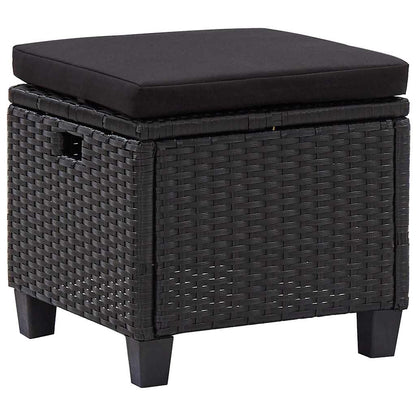 6 Piece Patio Sofa Set with Cushions Poly Rattan Black