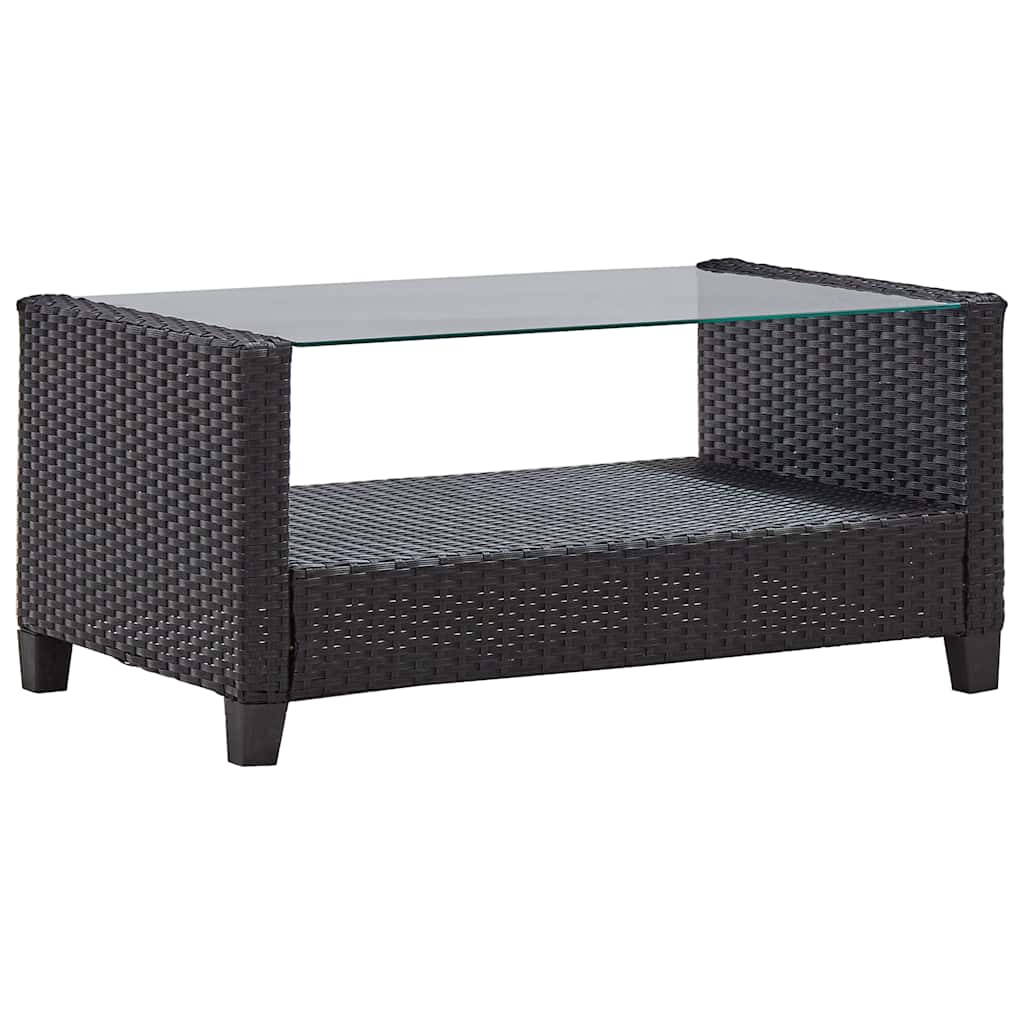 6 Piece Patio Sofa Set with Cushions Poly Rattan Black