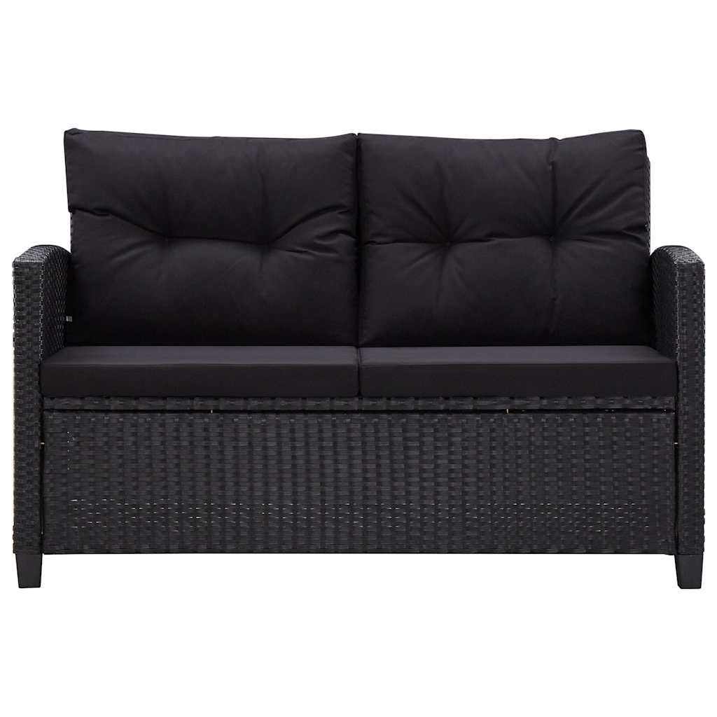 6 Piece Patio Sofa Set with Cushions Poly Rattan Black