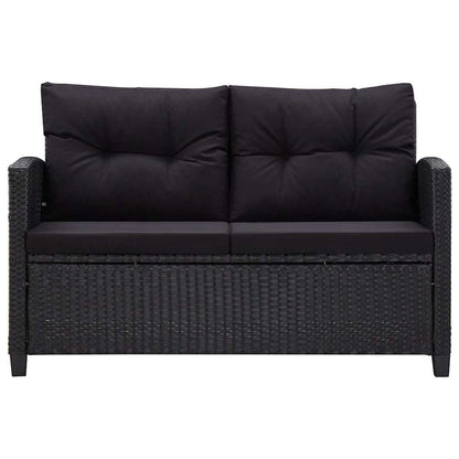 6 Piece Patio Sofa Set with Cushions Poly Rattan Black
