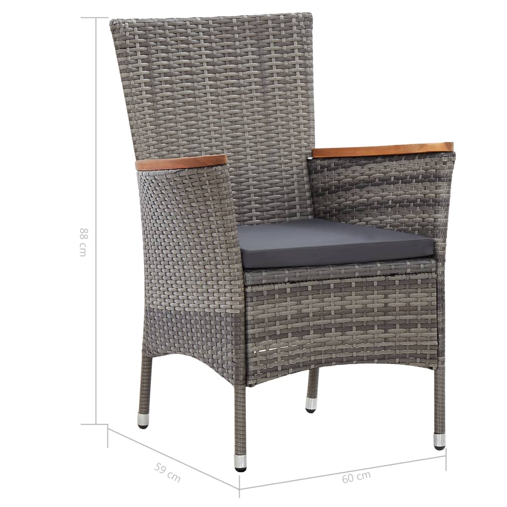 46083 vidaXL 9 Piece Garden Dining Set with Cushions Poly Rattan Grey