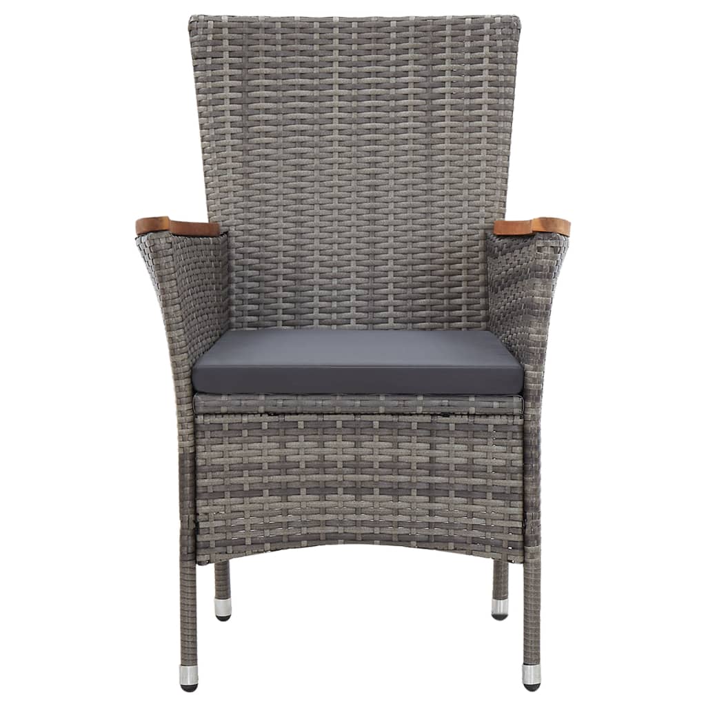 46083 vidaXL 9 Piece Garden Dining Set with Cushions Poly Rattan Grey