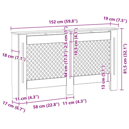 Radiator Covers 2 pcs White 152x19x81.5 cm MDF