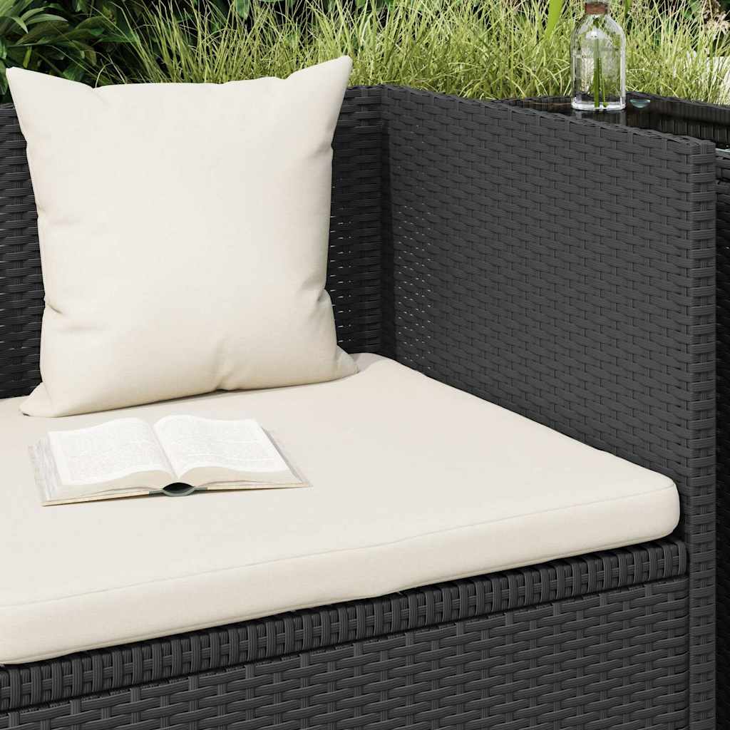 Patio Bed with Cushion & Pillows Poly Rattan Black