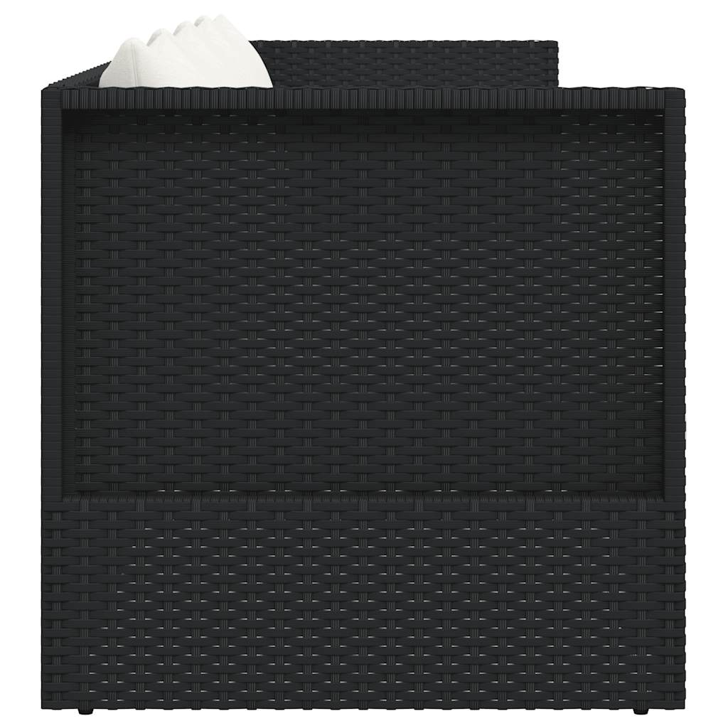 Patio Bed with Cushion & Pillows Poly Rattan Black