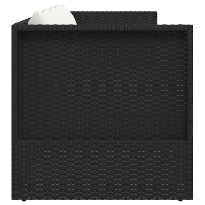 Patio Bed with Cushion & Pillows Poly Rattan Black