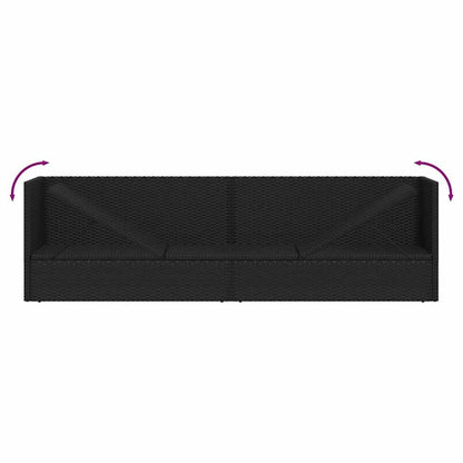 Patio Bed with Cushion & Pillows Poly Rattan Black