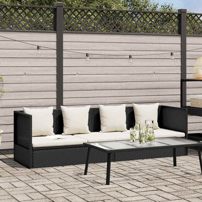 Patio Bed with Cushion & Pillows Poly Rattan Black