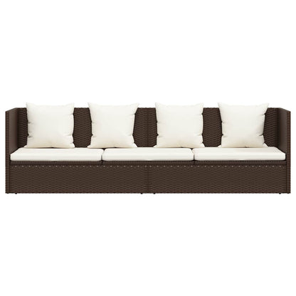 Patio Bed with Cushion & Pillows Poly Rattan Brown