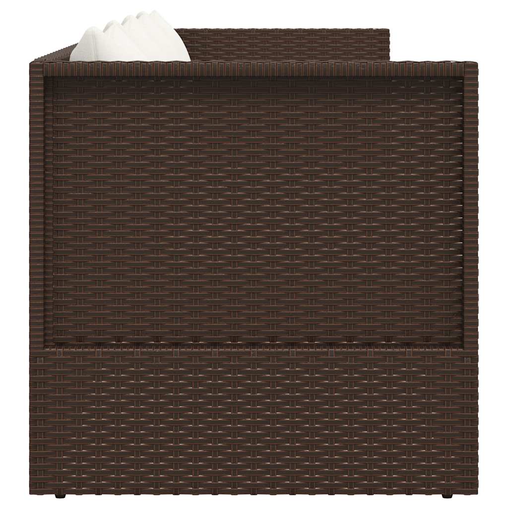 Patio Bed with Cushion & Pillows Poly Rattan Brown