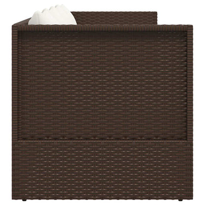 Patio Bed with Cushion & Pillows Poly Rattan Brown