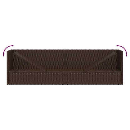 Patio Bed with Cushion & Pillows Poly Rattan Brown
