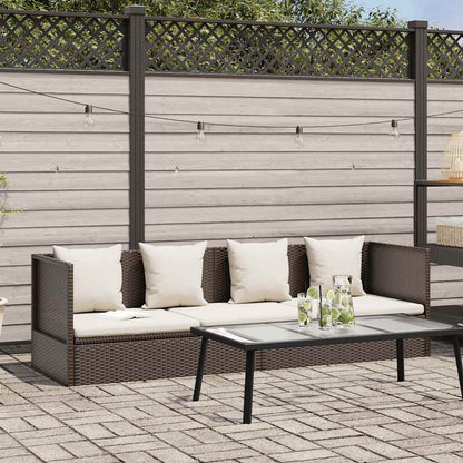 Patio Bed with Cushion & Pillows Poly Rattan Brown