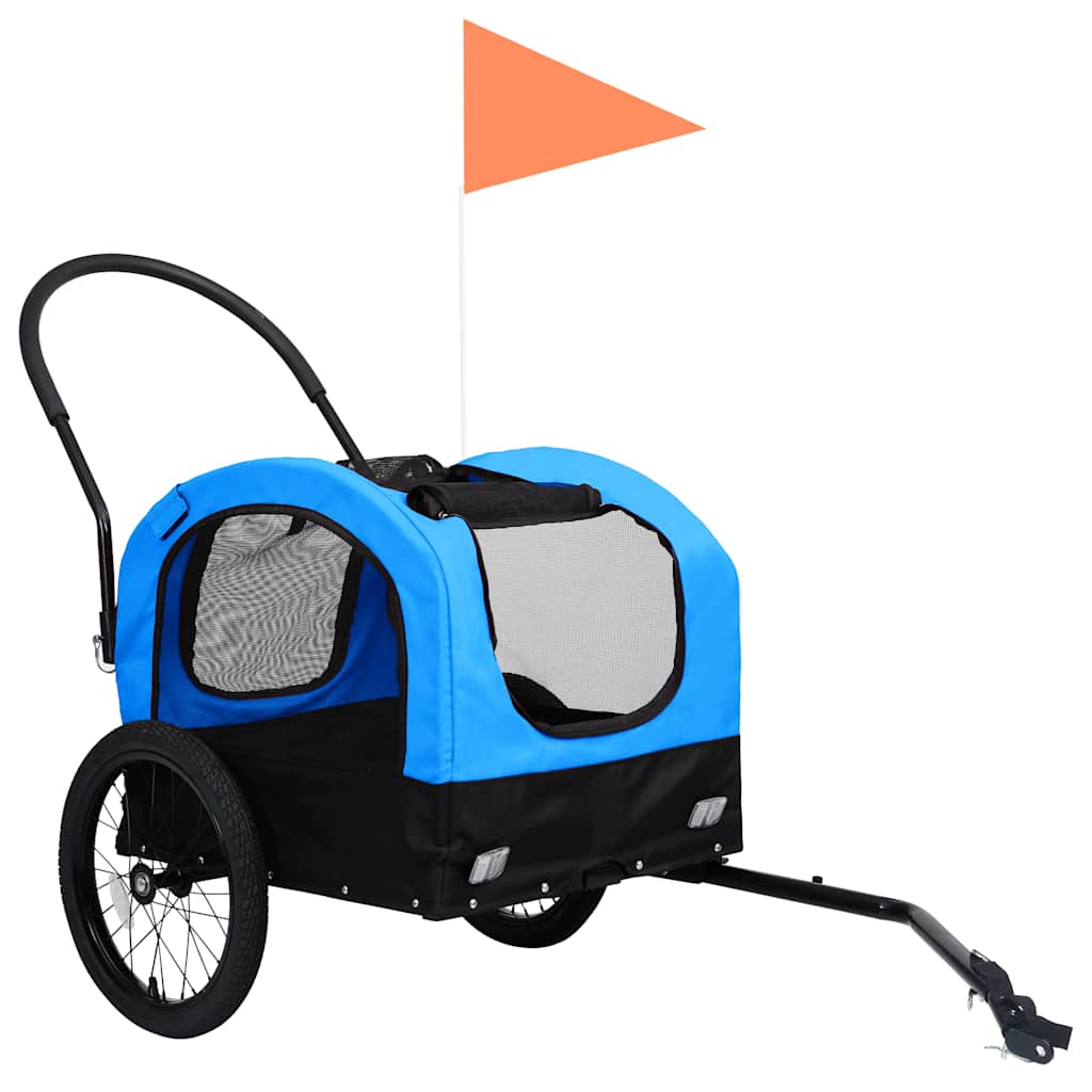 2-in-1 Pet Bike Trailer & Jogging Stroller Blue and Black