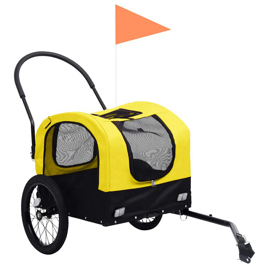 2-in-1 Pet Bike Trailer & Jogging Stroller Yellow and Black