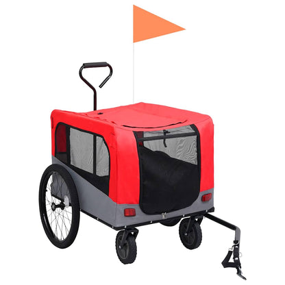 2-in-1 Pet Bike Trailer & Jogging Stroller Red and Grey