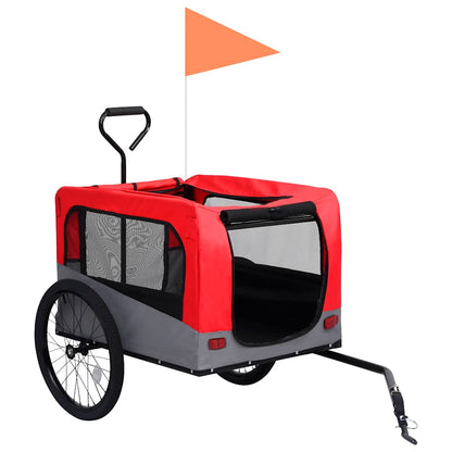 2-in-1 Pet Bike Trailer & Jogging Stroller Red and Grey