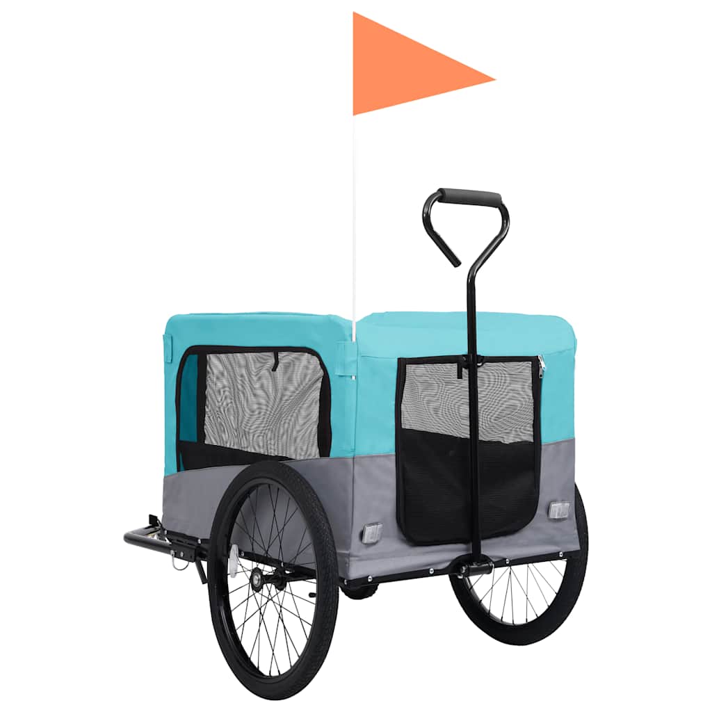 2-in-1 Pet Bike Trailer & Jogging Stroller Blue and Grey