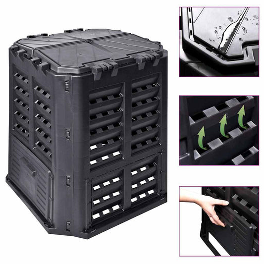 146275 vidaXL Garden Composter Black 68,9x68,9x83,9 cm 360 L