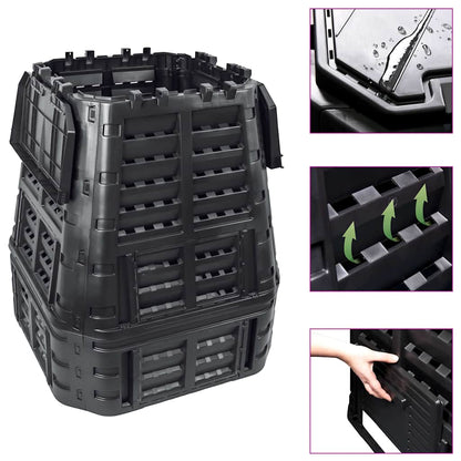 146277 vidaXL Garden Composter Black 93,3x93,3x113 cm 740 L