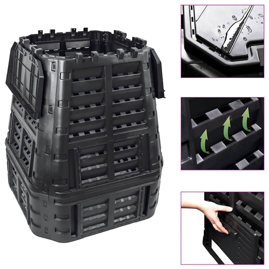 146277 vidaXL Garden Composter Black 93,3x93,3x113 cm 740 L