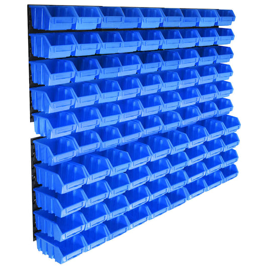 146282 vidaXL 96 Piece Storage Bin Kit with Wall Panels Blue