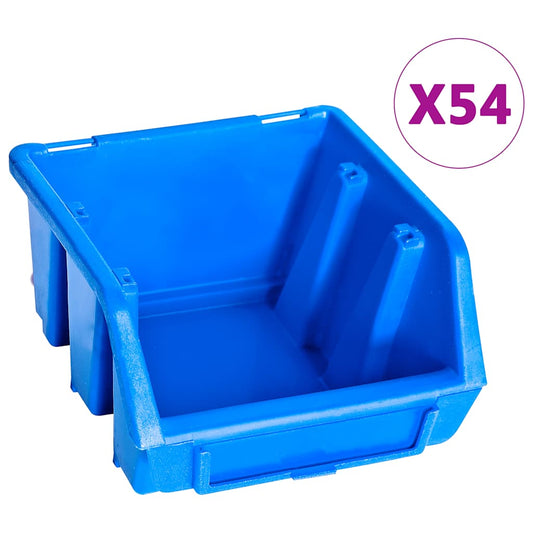146282 vidaXL 96 Piece Storage Bin Kit with Wall Panels Blue