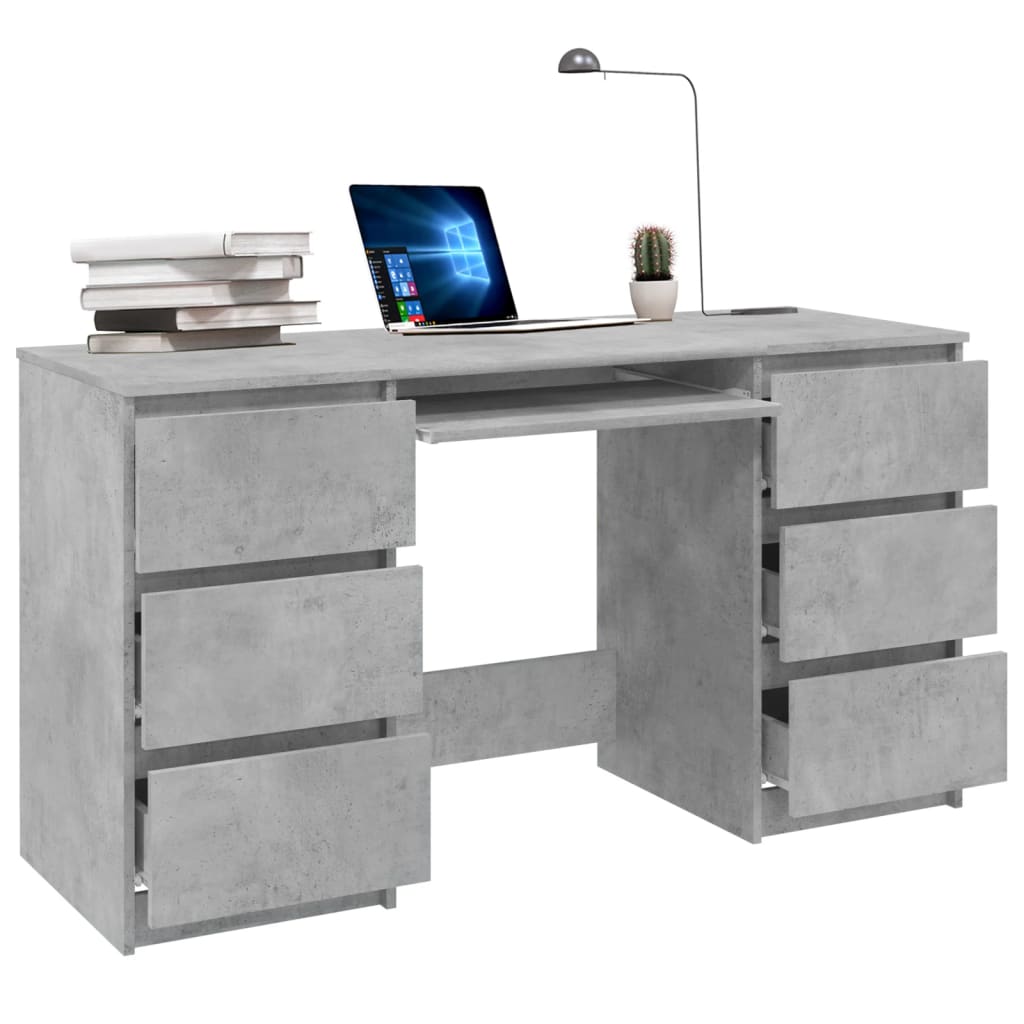 Writing Desk Concrete Grey 140x50x77 cm Engineered Wood