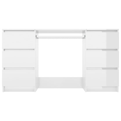 Writing Desk High Gloss White 140x50x77 cm Engineered Wood