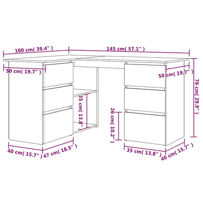 Corner Desk Sonoma Oak 145x100x76 cm Engineered Wood